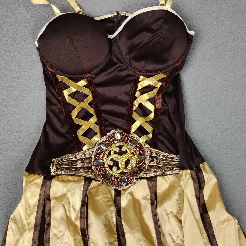 Dreamgirl Cosplay Warrior Queen Dress Skirt Medium Brown Gold Convertible Costum - Picture 3 of 12